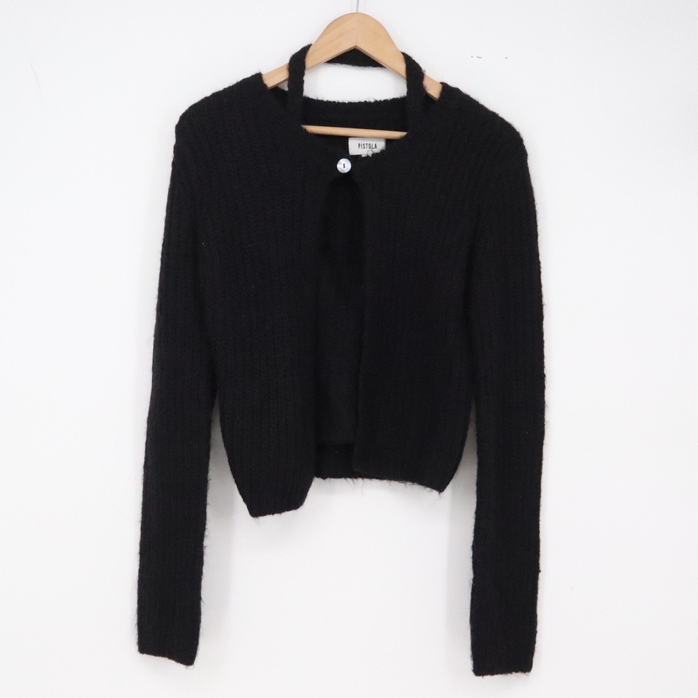 Pistola Cardigan Womens S Midnight Black Ribbed 2-Piece Excellent
